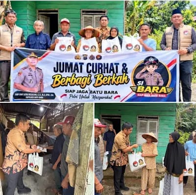 Satresnarkoba Polres Batu Bara Gelar Jumat Berkah, Bagikan Sembako ke Lansia Sekaligus Sosialisasi Bahaya Narkoba