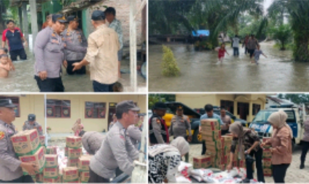 Polres Batu Bara Salurkan Bantuan Warga Terdampak Banjir, Sebanyak 83 Paket Sembako