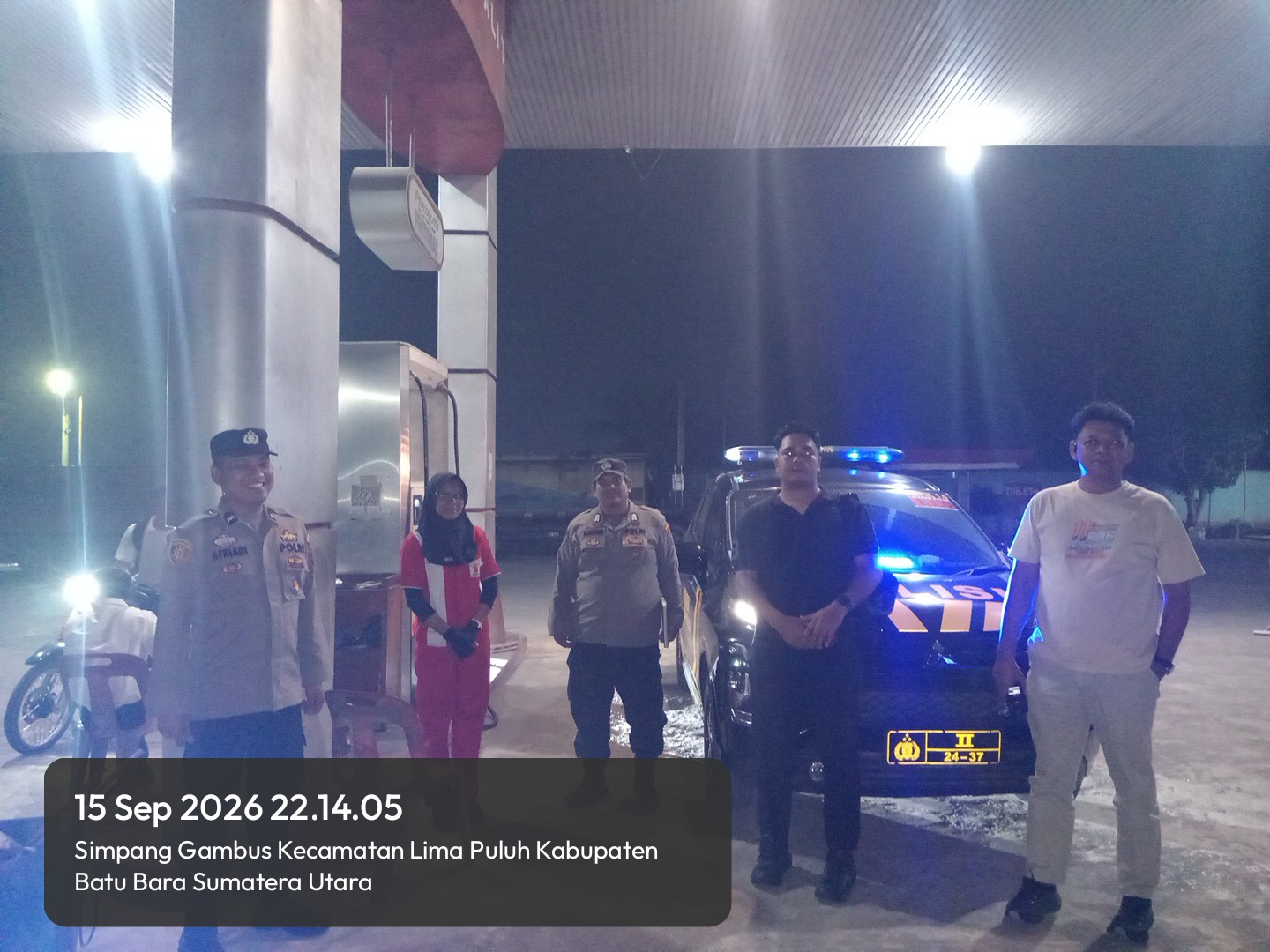 Pantau SPBU Malam Hari, Polsek Lima Puluh Antisipasi Antrean dan Penjualan BBM Pakai Jerigen