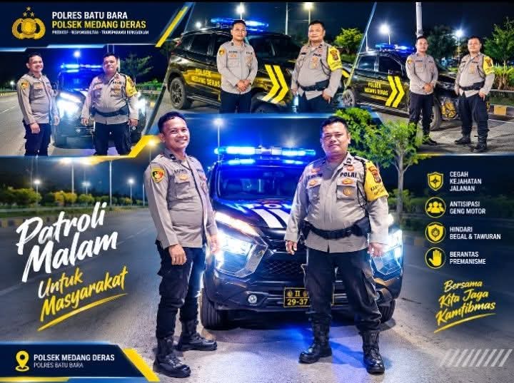 Cegah Kejahatan Jalanan, Polsek Medang Deras Intensifkan Patroli Dini Hari