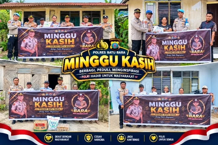 Polres Batu Bara Gelar Minggu Kasih, Salurkan Sembako dan Sampaikan Pesan Kamtibmas